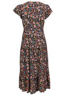 Rayon floral patterned dress on a white background