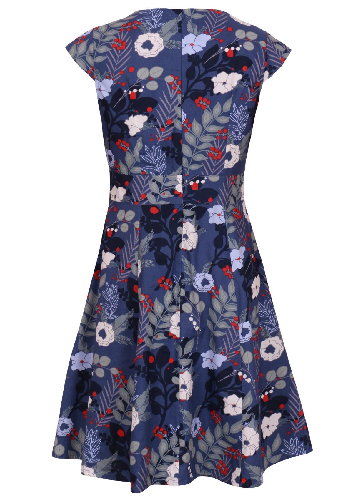 100 percent cotton cross over retro dress navy back