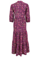 Tiered cotton maxi dress with 3/4 sleeves