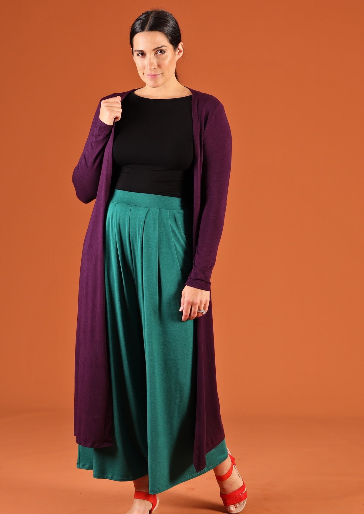 soft stretch jersey rayon fabric duster cardigan