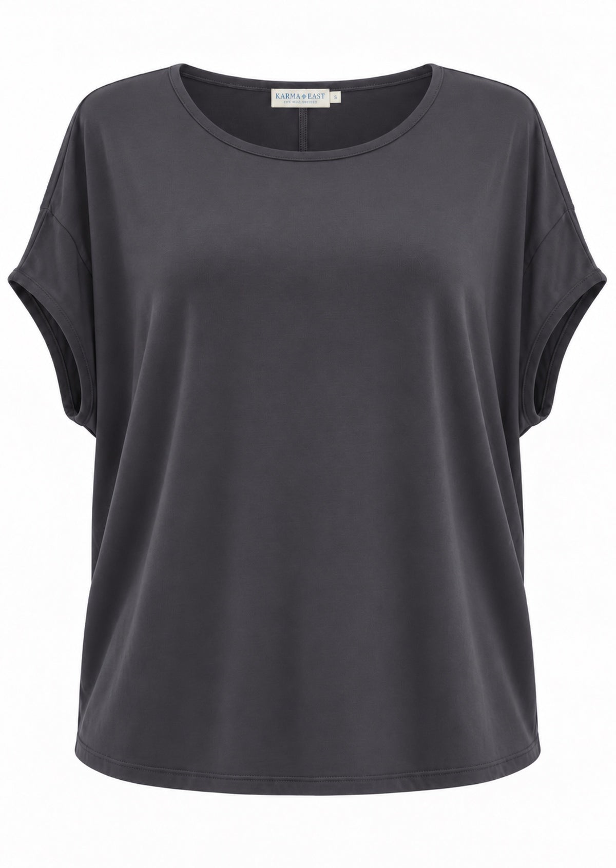 Relaxed fit stretch rayon batwing t-shirt in dark grey