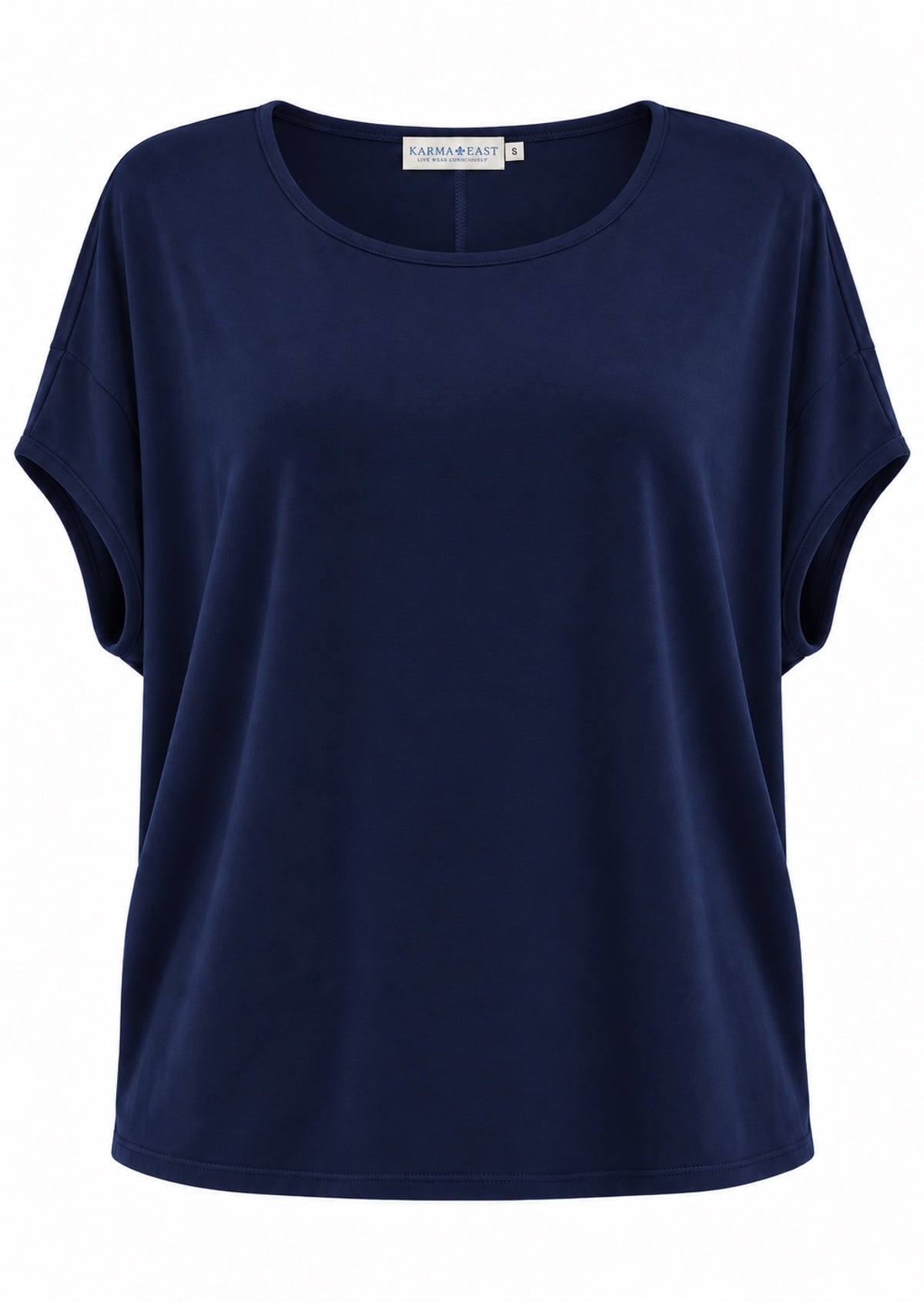 Relaxed fit stretch rayon batwing t-shirt navy blue