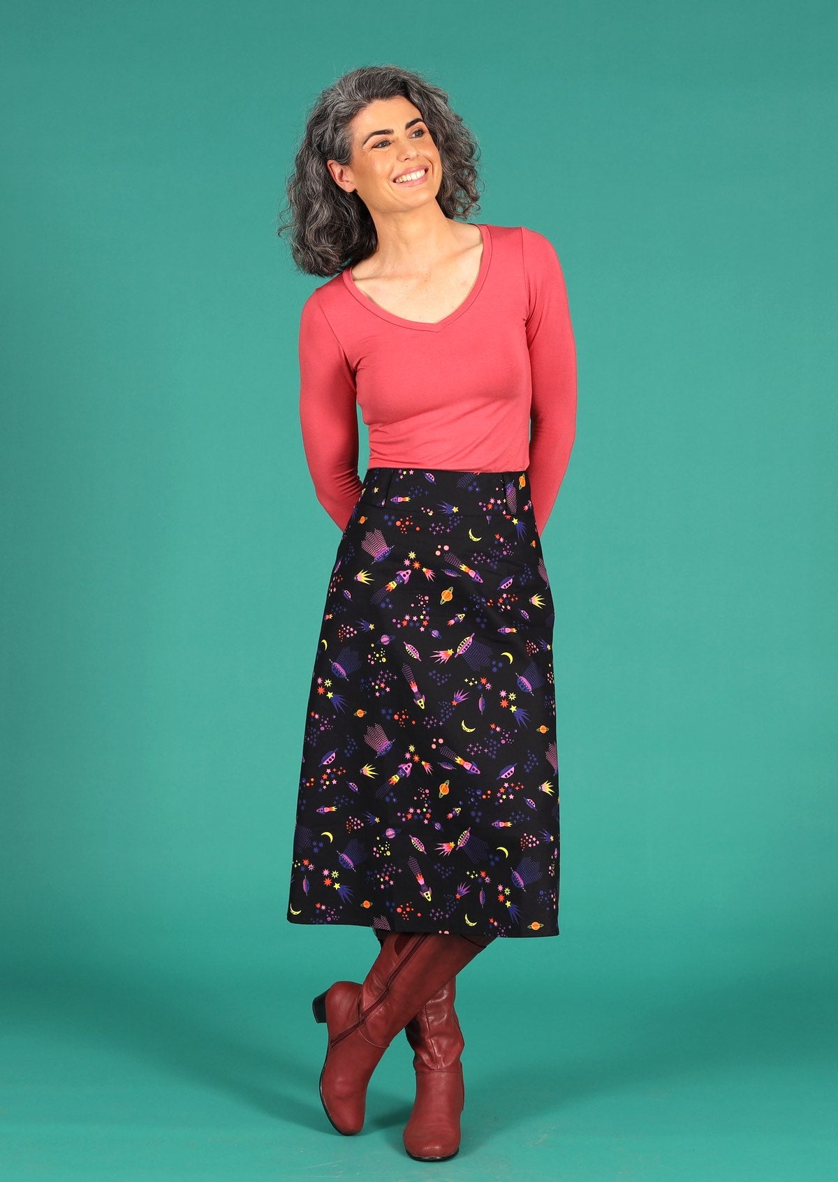 A-line mid length cotton skirt