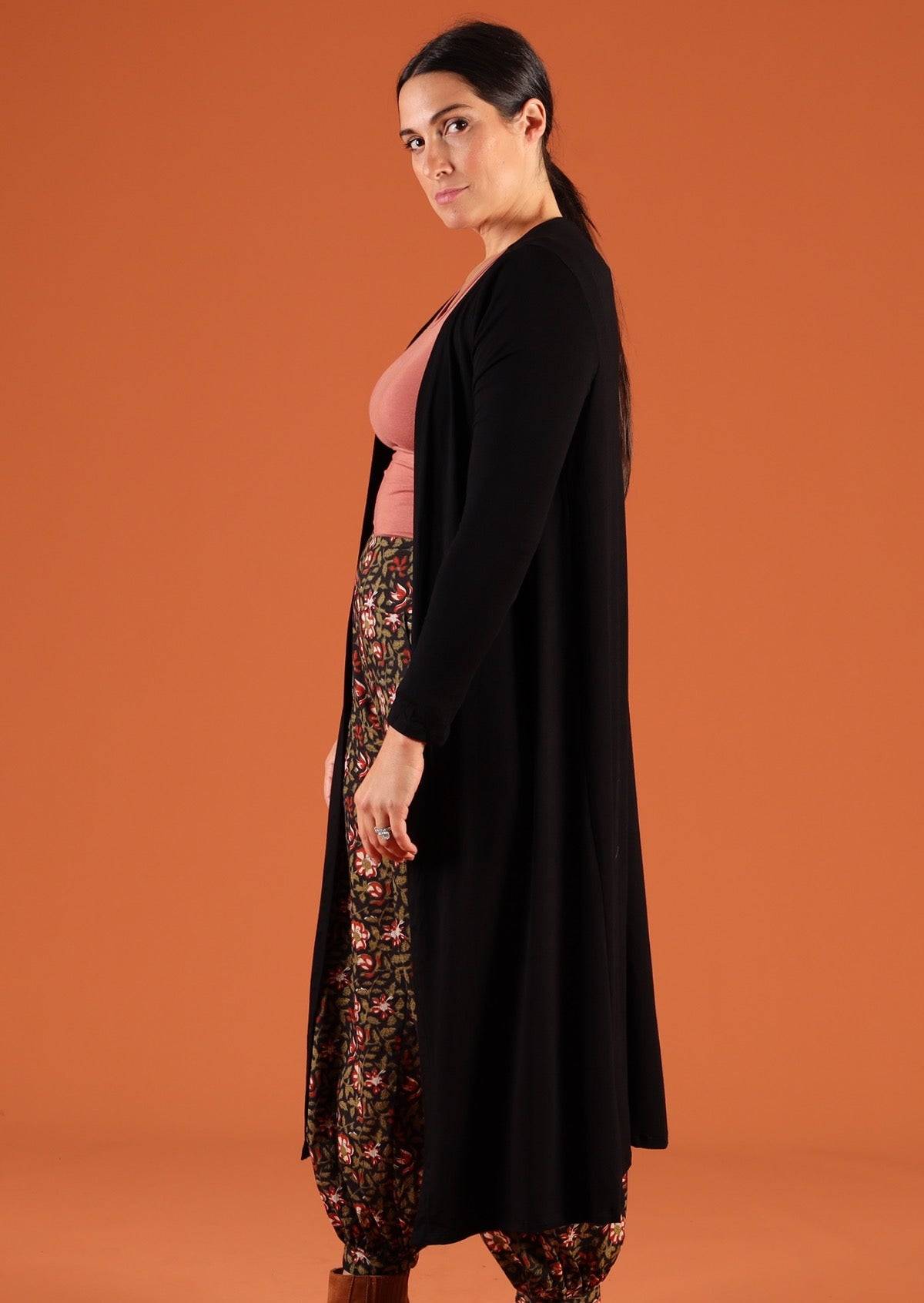 long sleeve duster black