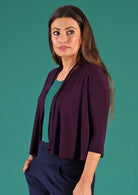 dark purple soft stretch rayon bolero cardi