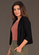 black soft stretch rayon bolero cardi