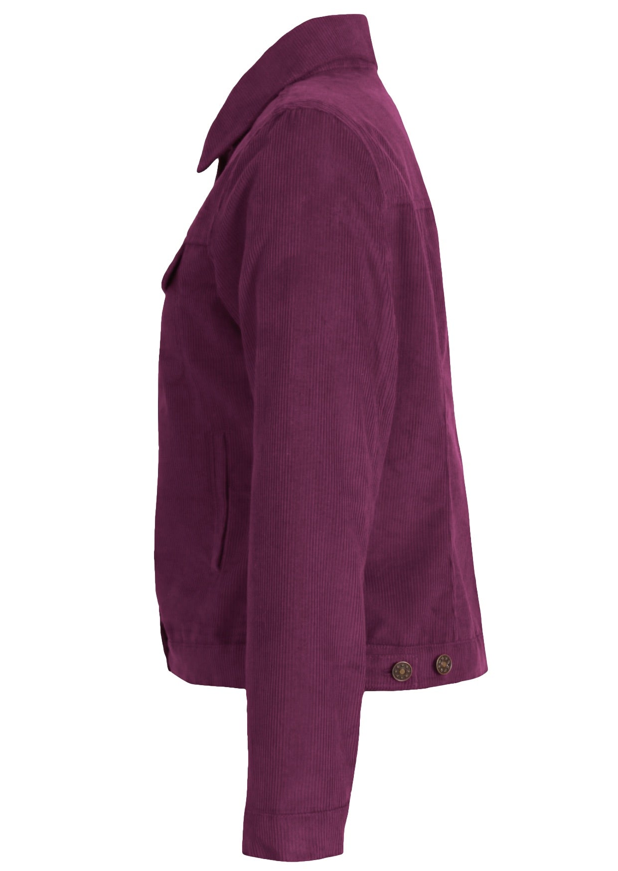 Corduroy jacket with front and breast pockets side view