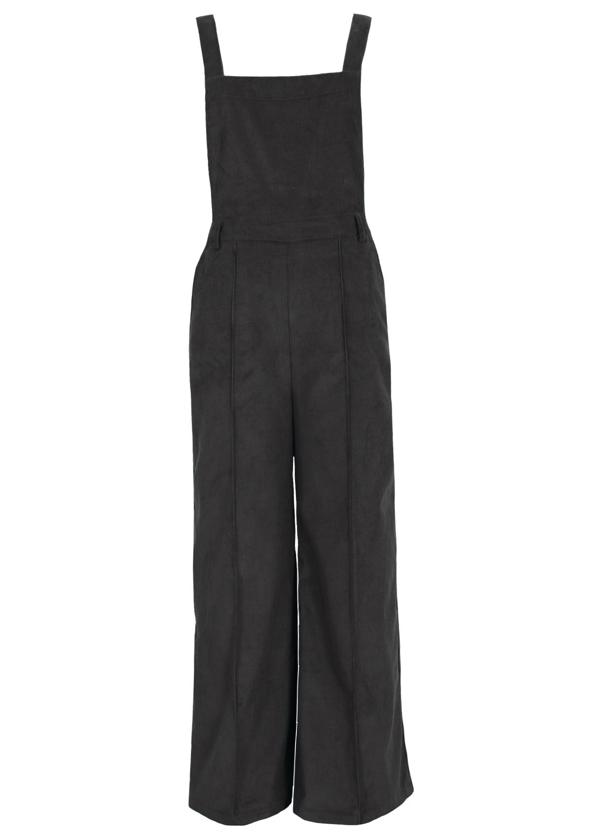 Grey overalls in 100% cotton corduroy feature wide, adjustable straps.