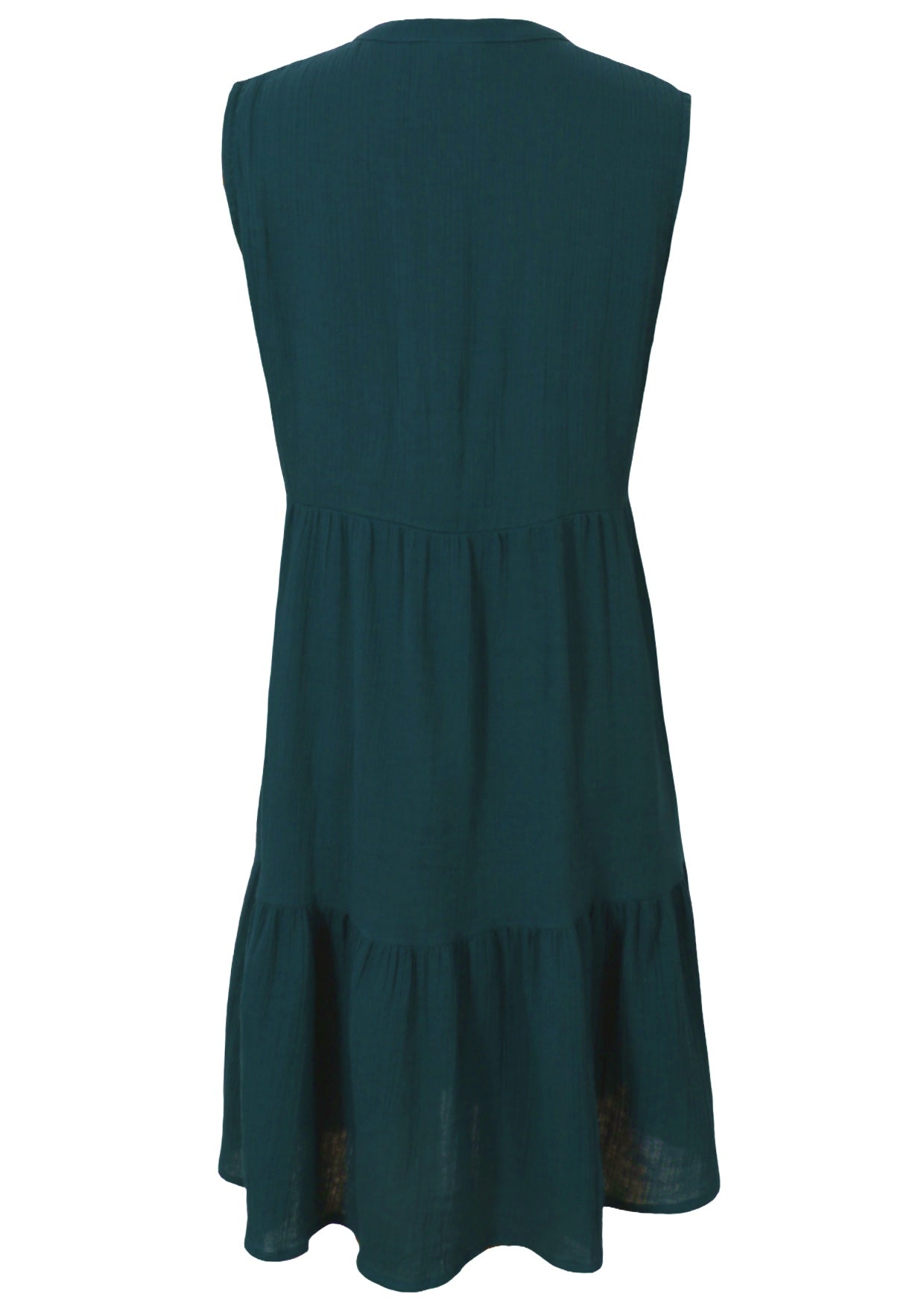 Back view of the Ember Midi Dress Deep Teal in double cotton