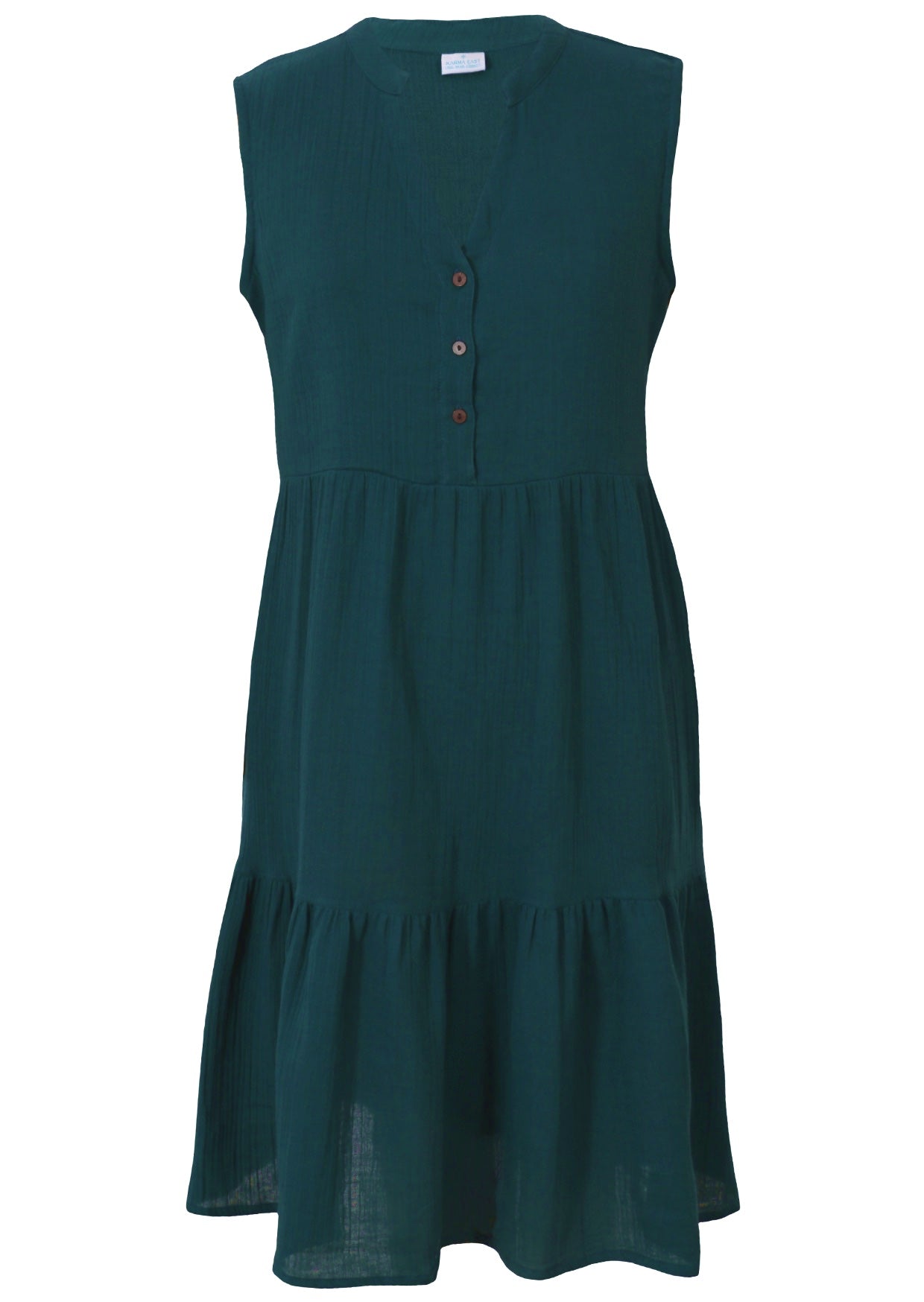 Ember Midi Dress Deep Teal in double cotton gauze