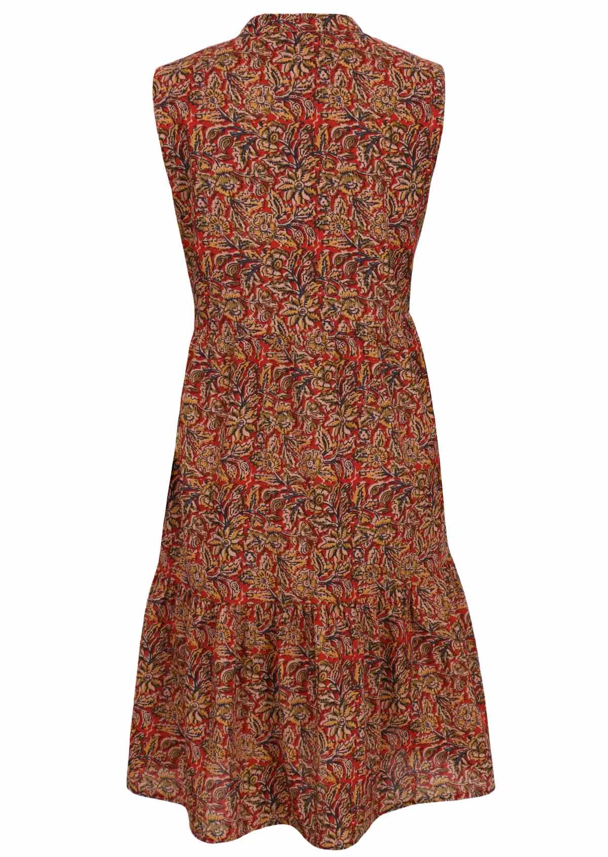 Ember Wild Spice print midi length sleeveless Indian cotton sundress back view