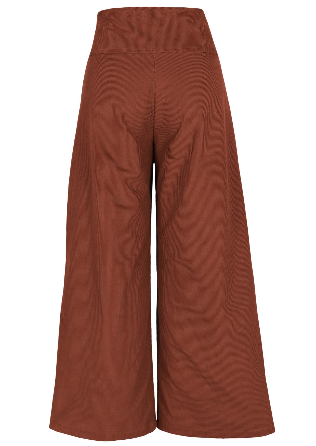 Back Image of wide leg cotton cord pants burnt henna