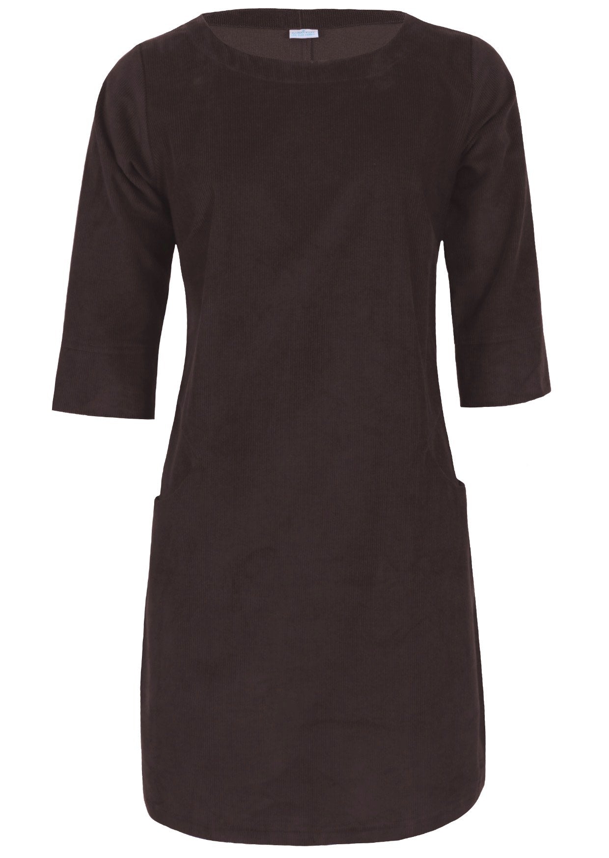 Chocolate brown cotton corduroy women's dress designed in Australia