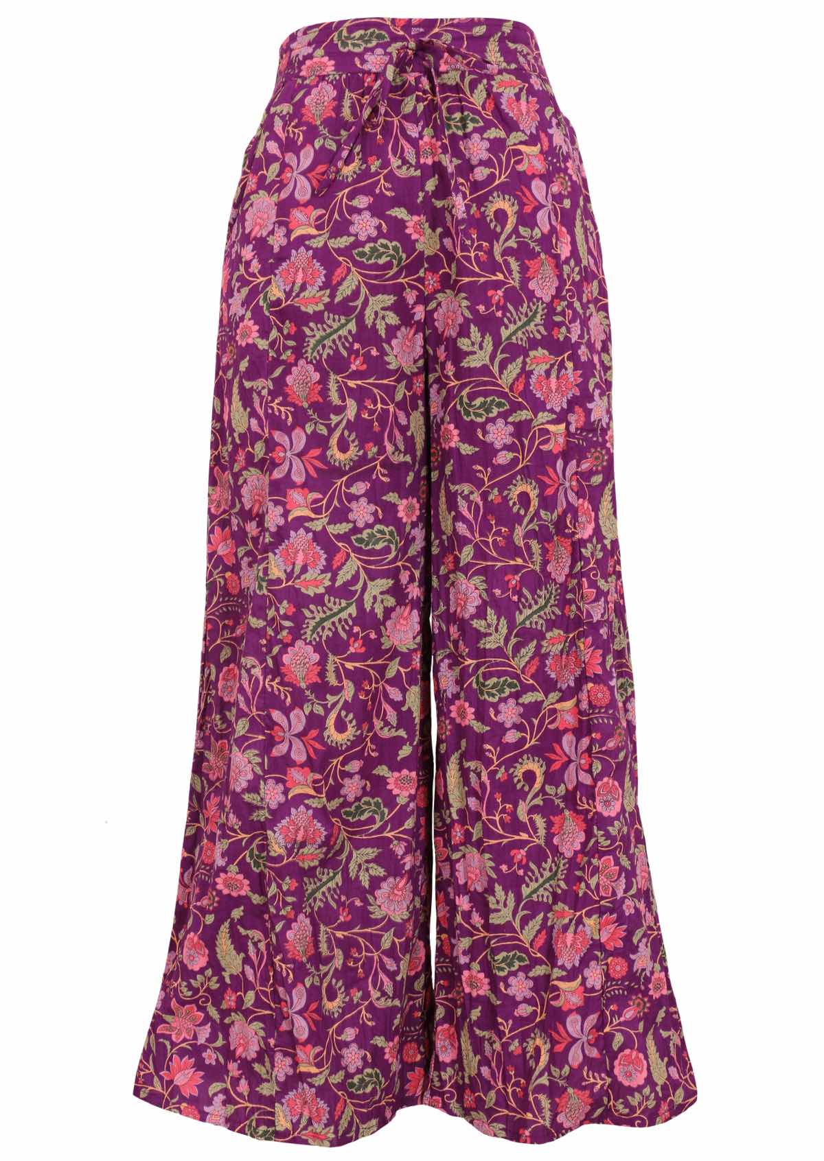 Wide leg lightweight cotton pants with drawstring for comfort