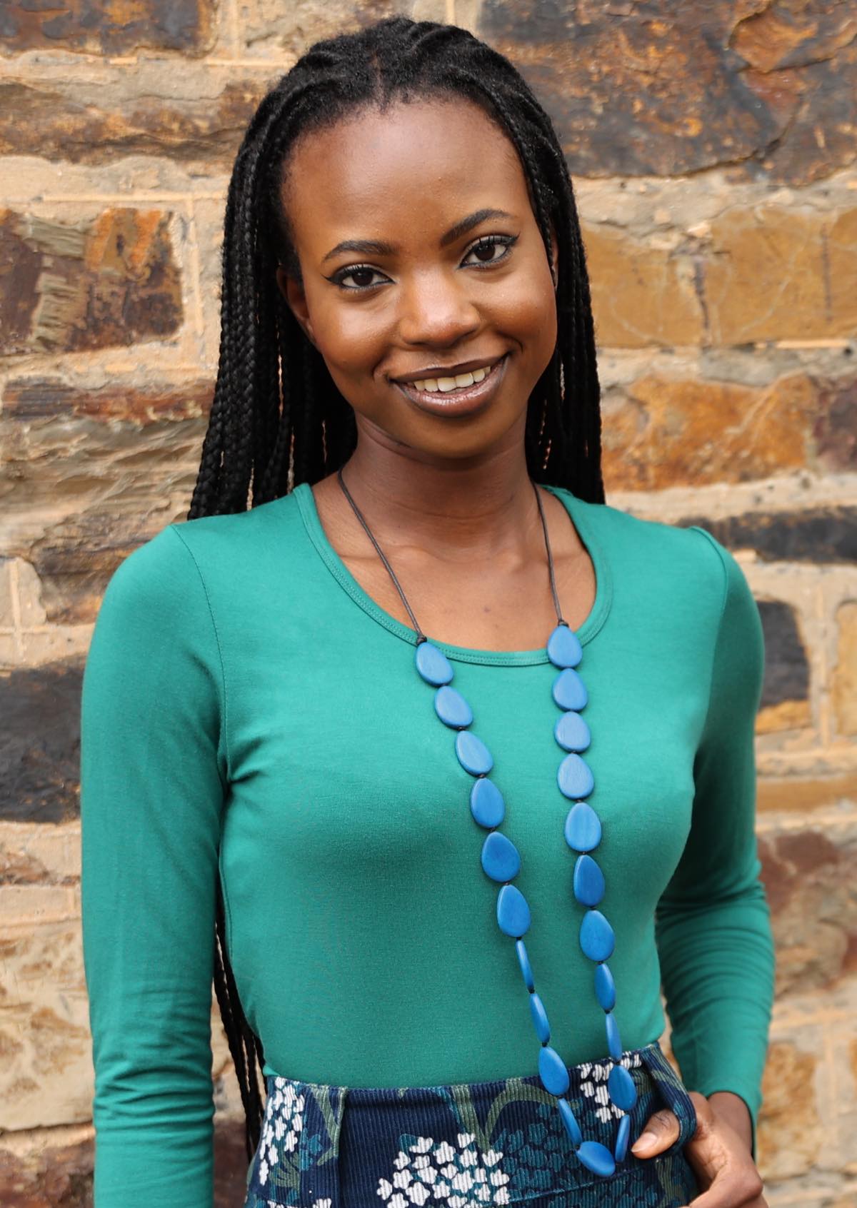 104cm long strand of tear shaped wooden beads