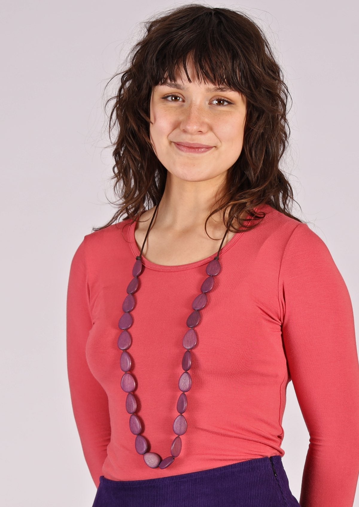 104cm length teardrop shaped wooden beads