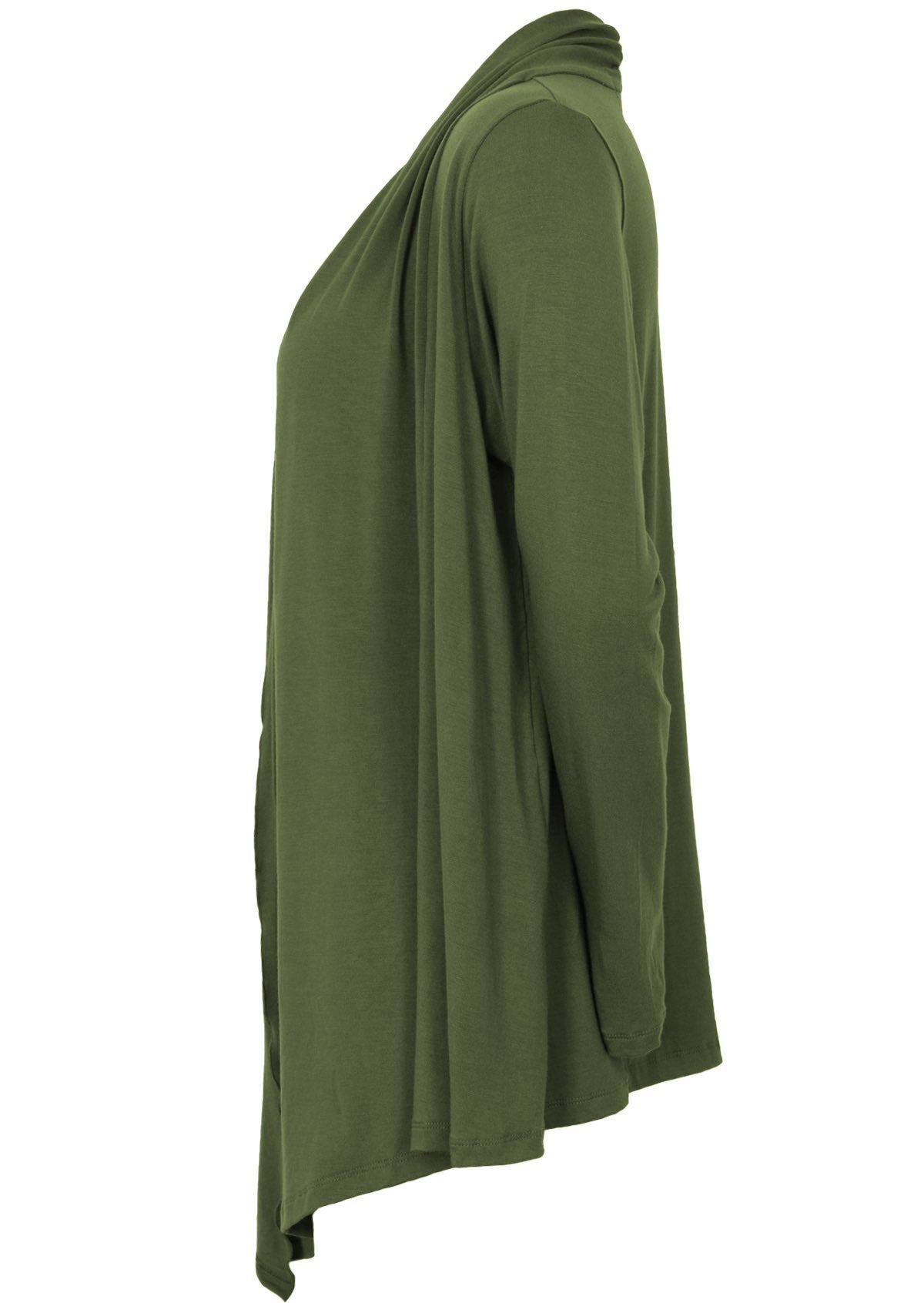 side view draped neckline cardigan