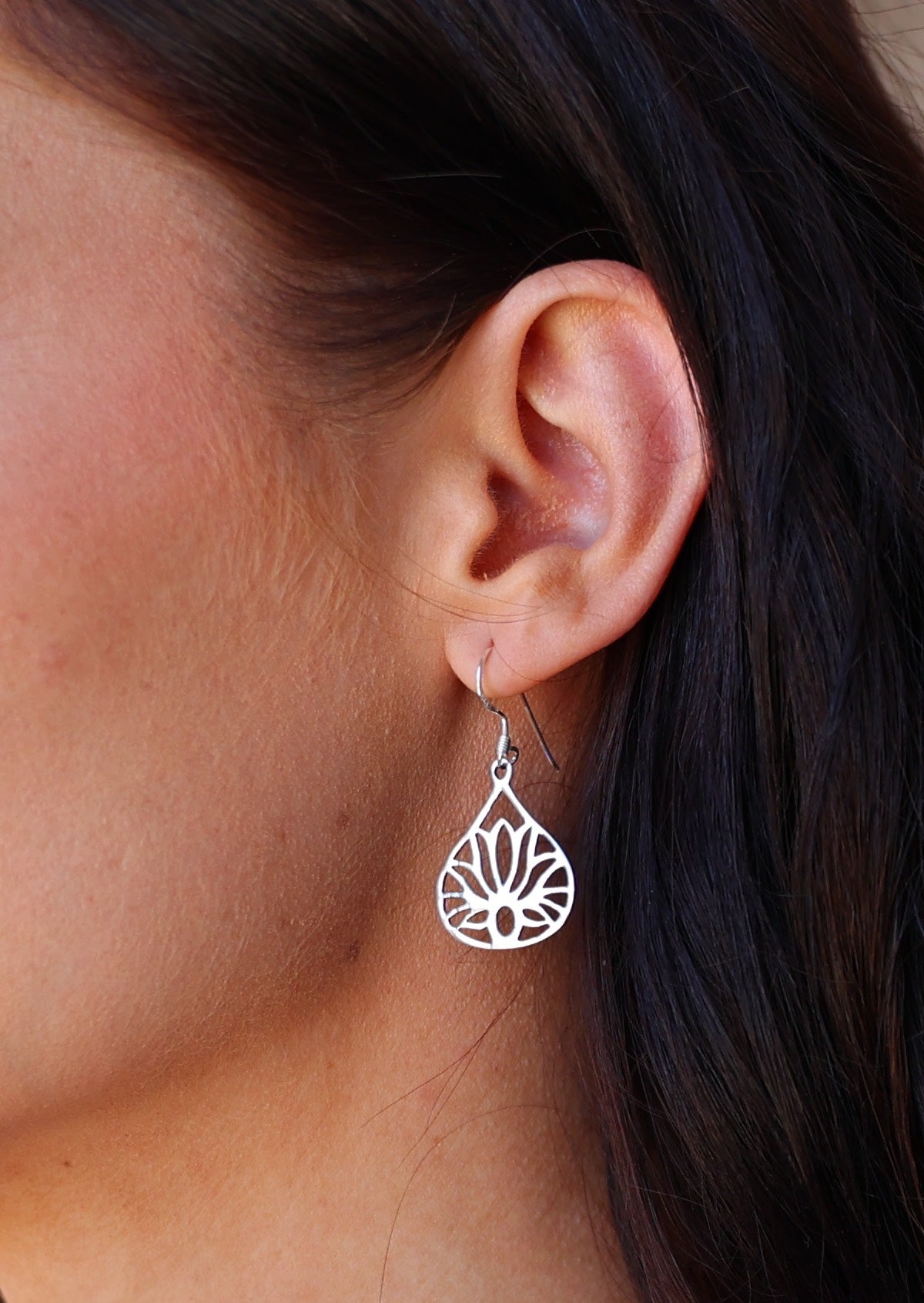 sterling silver lotus earrings with hooks