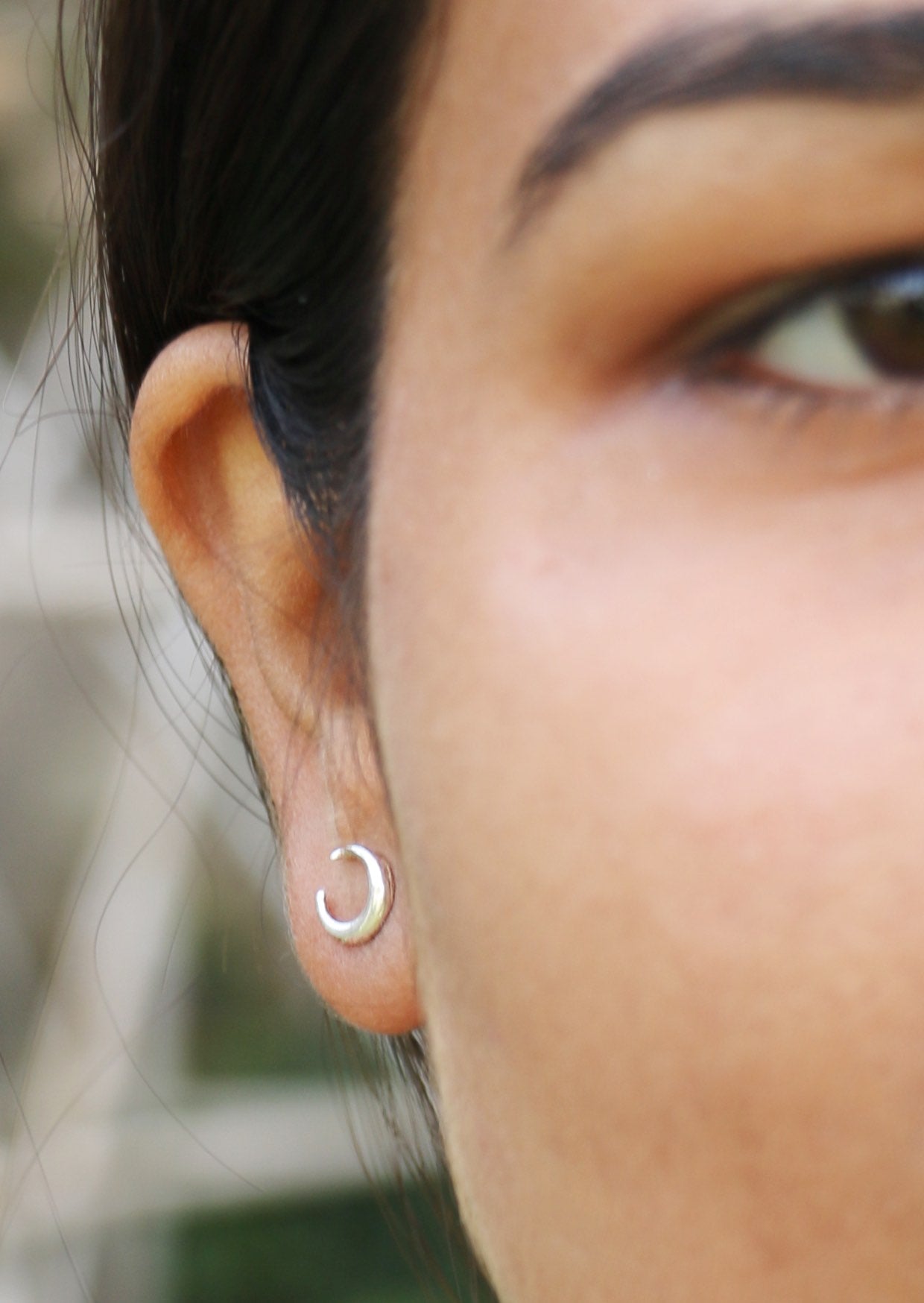 Sterling silver luna love silver crescent moon studs with butterfly backs