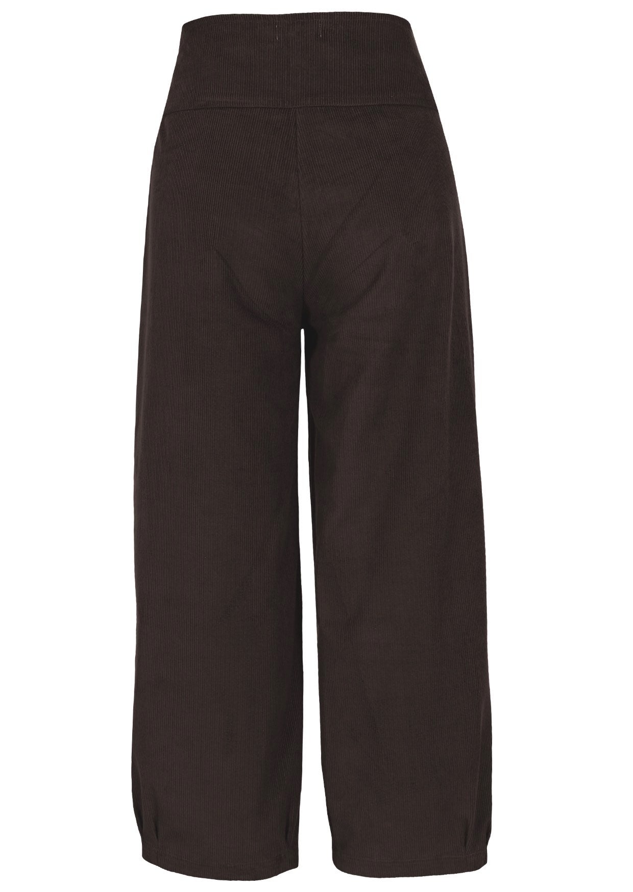 Back view of 100% cotton wide leg cotton corduroy pant in Ganache