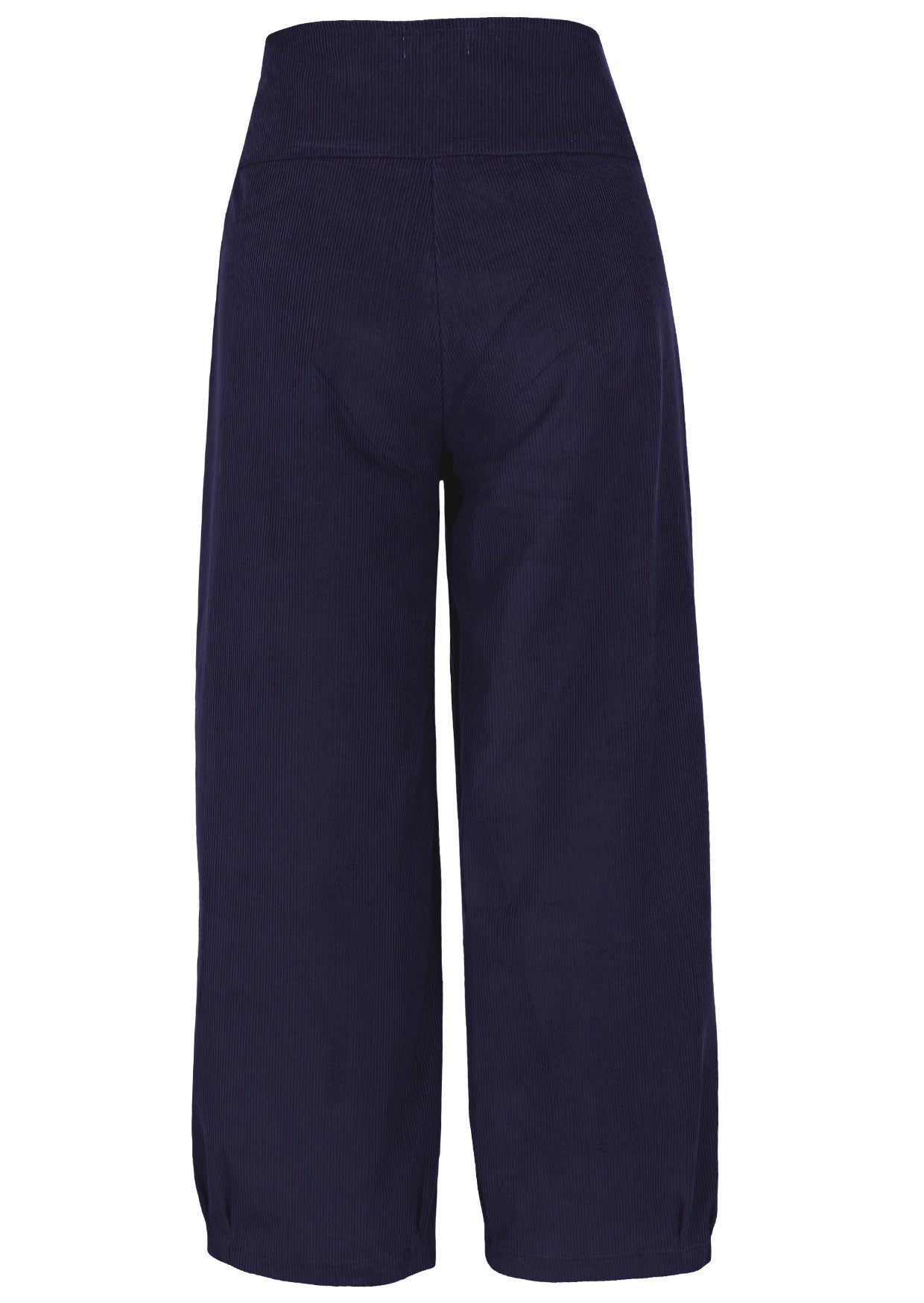 Back view of 100% cotton corduroy wide leg cotton pant in Maritime Blue