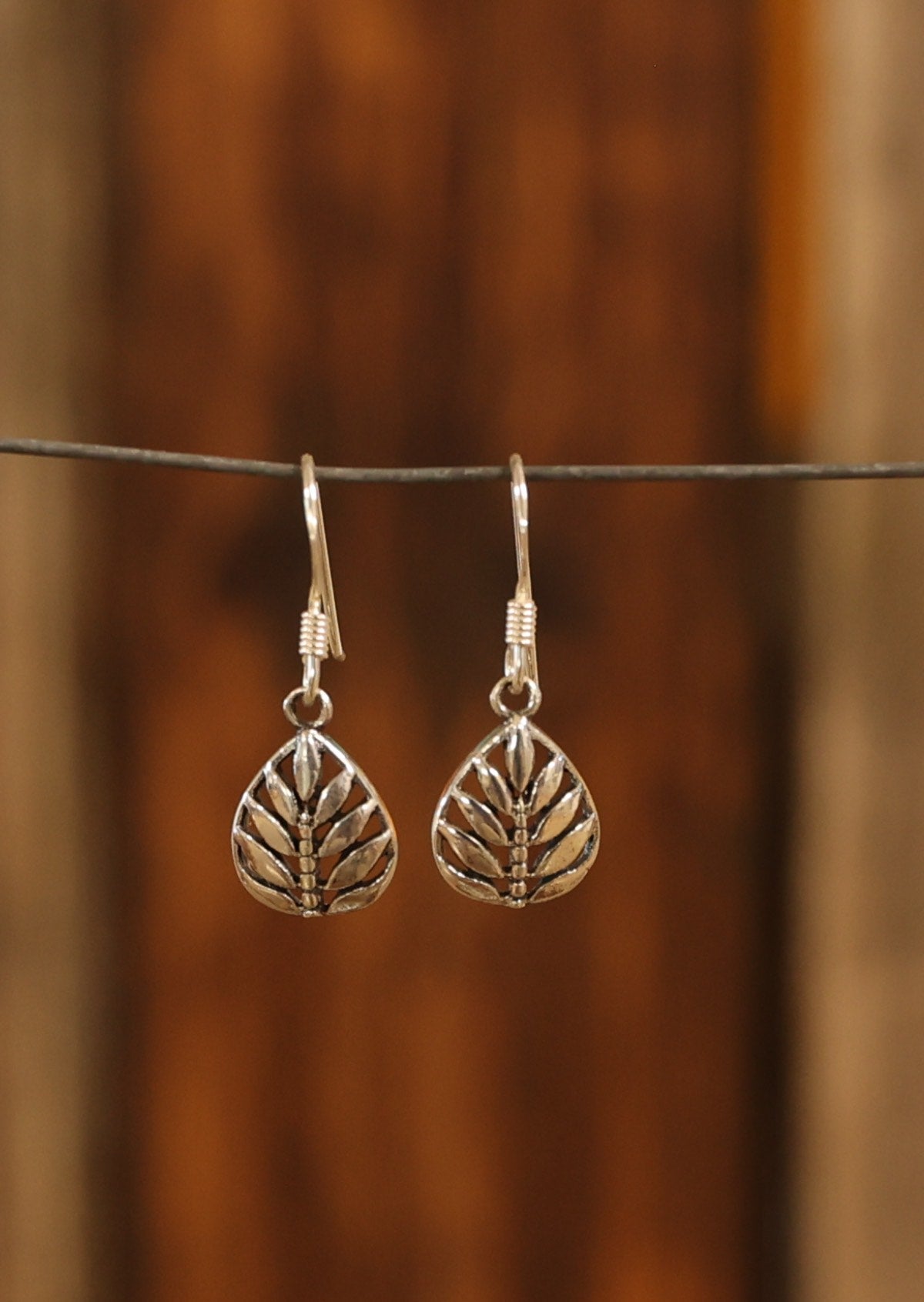 silver fern leaf earrings