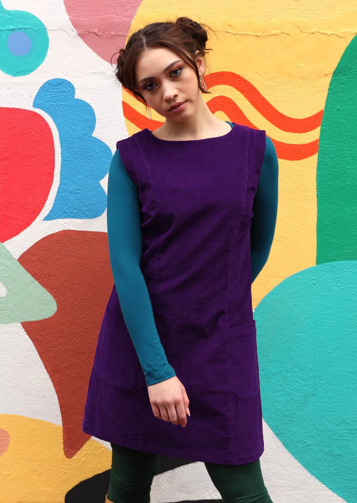 Cotton corduroy tunic in bright purple