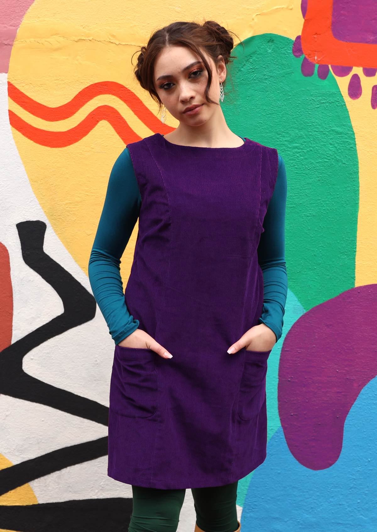 Corduroy tunic looks great layered over leggings and long sleeve top