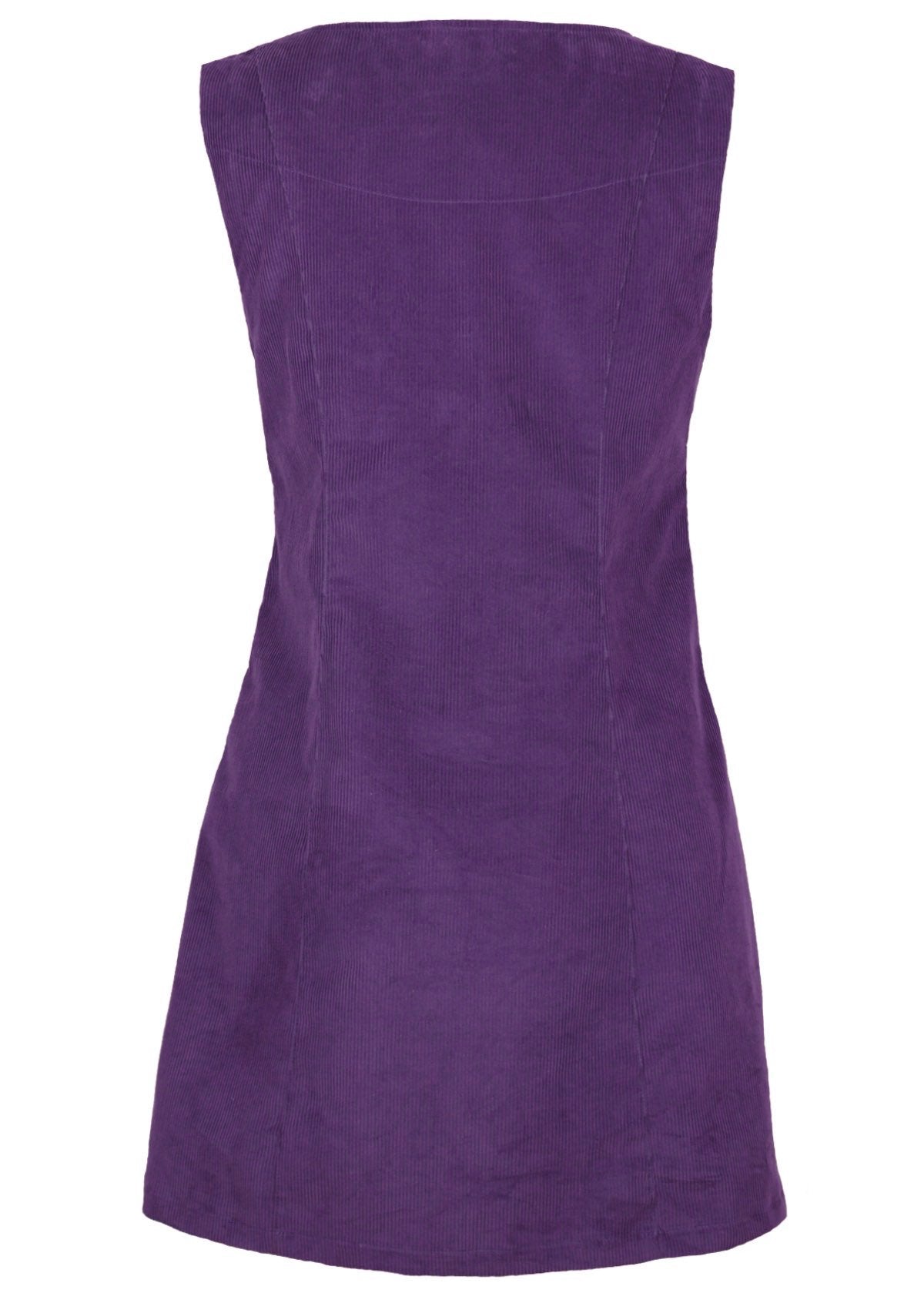 Fitted purple tunic has an a-line skirt shape.