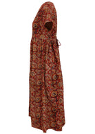 100% cotton dress in Indian floral print with hidden pockets and V-neckline