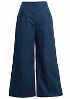 Women's 100% cotton wide leg pant deep sea blue
