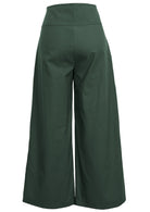 Green wide-leg full length pants with a wide waistband