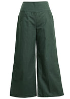 Green wide-leg full length pants with pockets