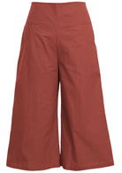 Rust wide-leg 3/4 pants with pockets