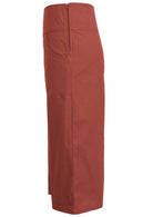 Rust wide-leg 3/4 pants with pockets and a side zip