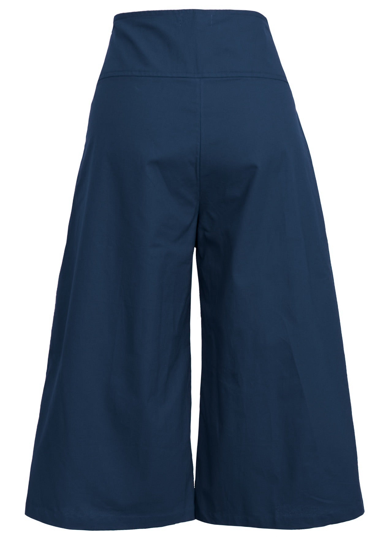 High waisted, wide-leg 3/4 pants with pockets and side zipper