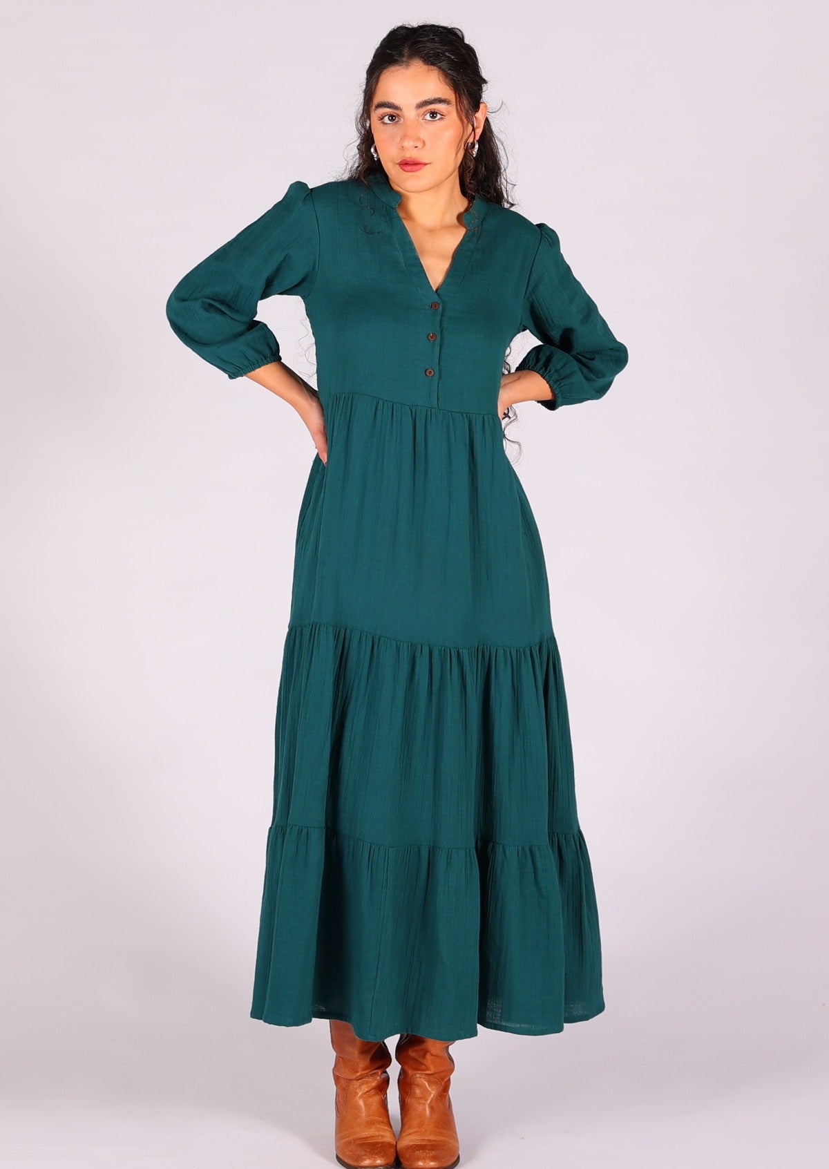 Look amazing and be super comfortable in this double cotton maxi dress