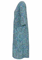 100% cotton dress with cuffed designer  sleeves and deep pockets with pin tucks.