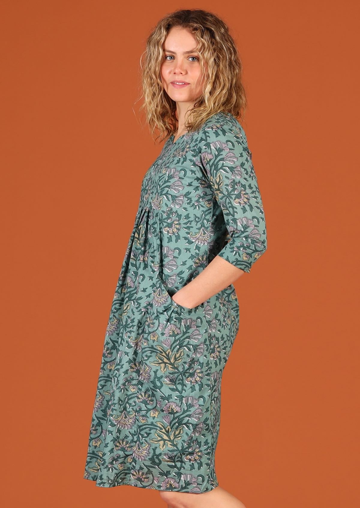 cotton relaxed fit dress with pockets