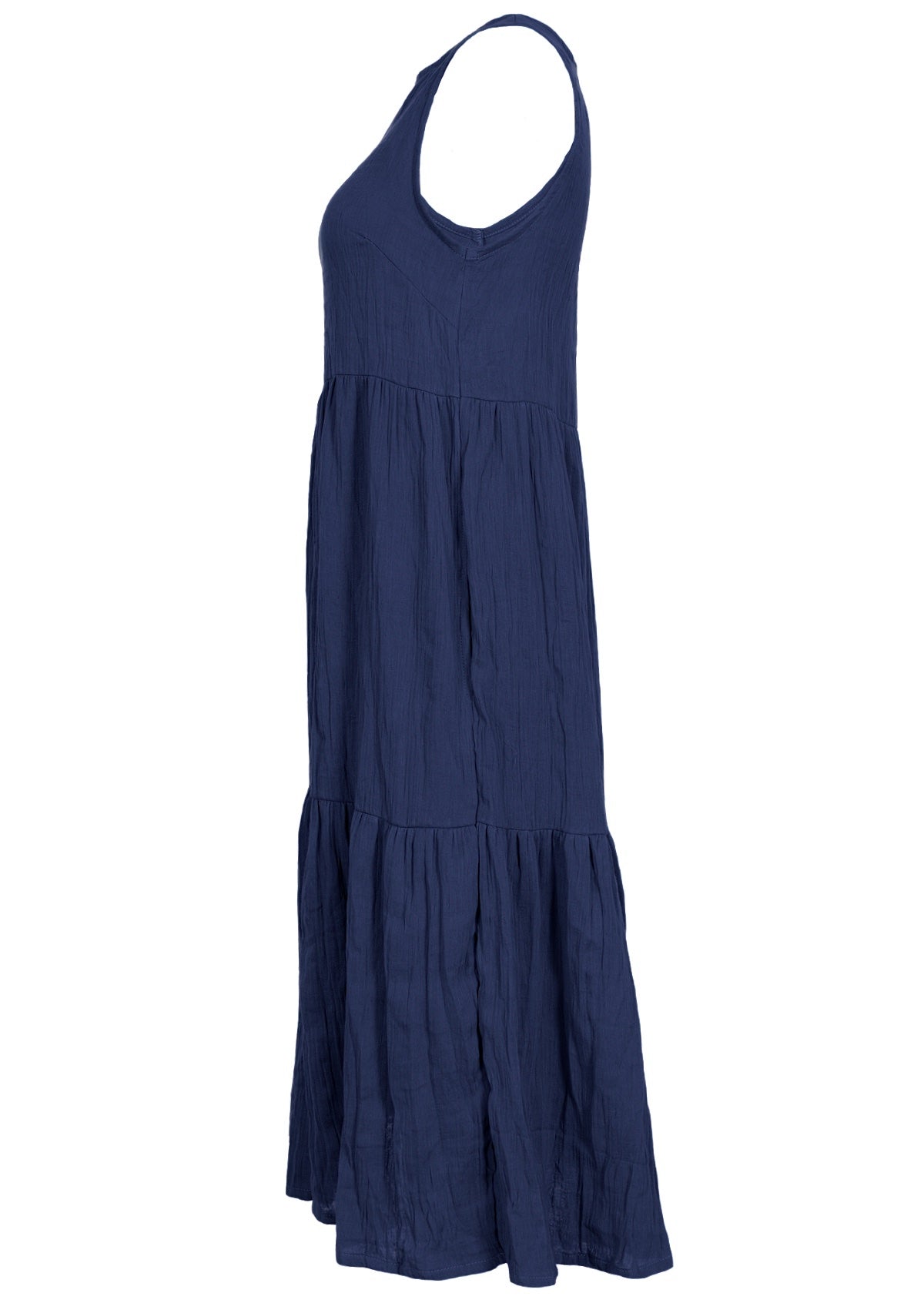 Lovely dark blue double cotton dress with hidden side pockets