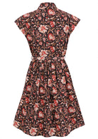 Black based traditional Indian floral print cotton dress with removable waist tie.