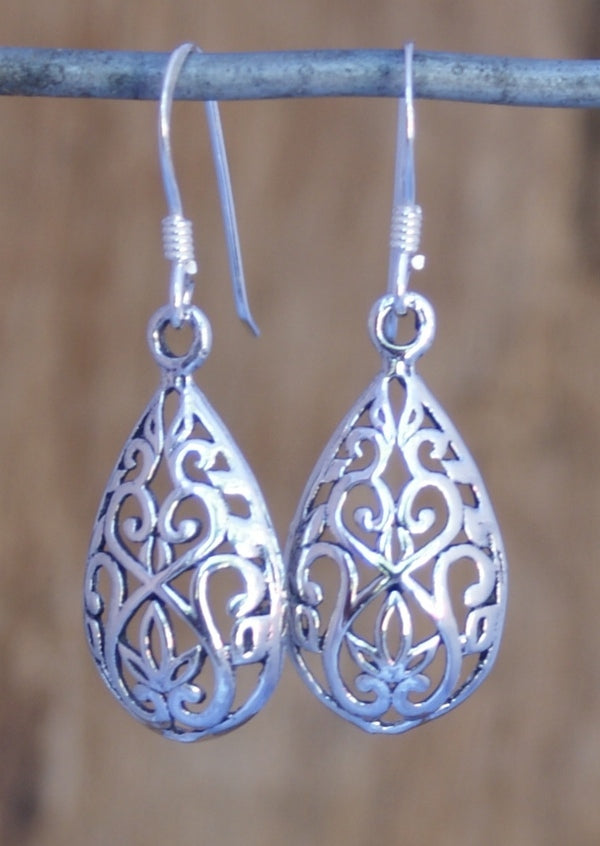 large silver drop earrings