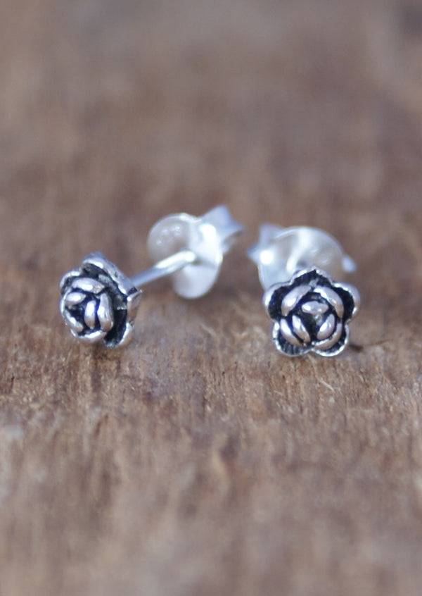 Perfect Peony sterling silver small stud earrings with butterfly back