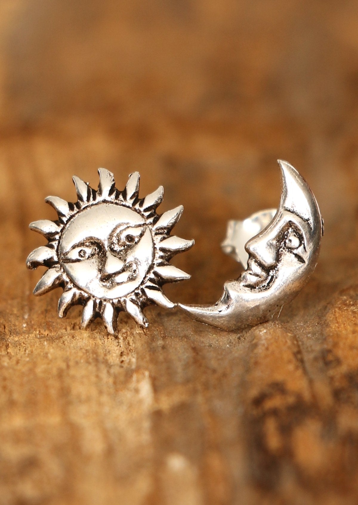 sterling silver sun and moon studs Australia