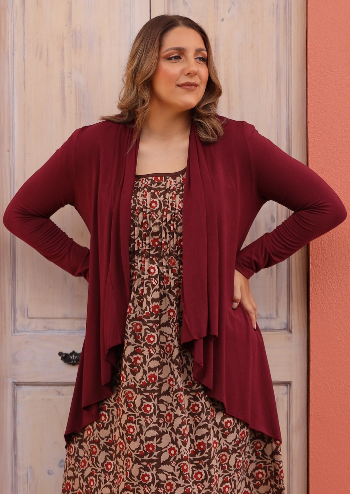 long sleeve handkerchief hem cardigan