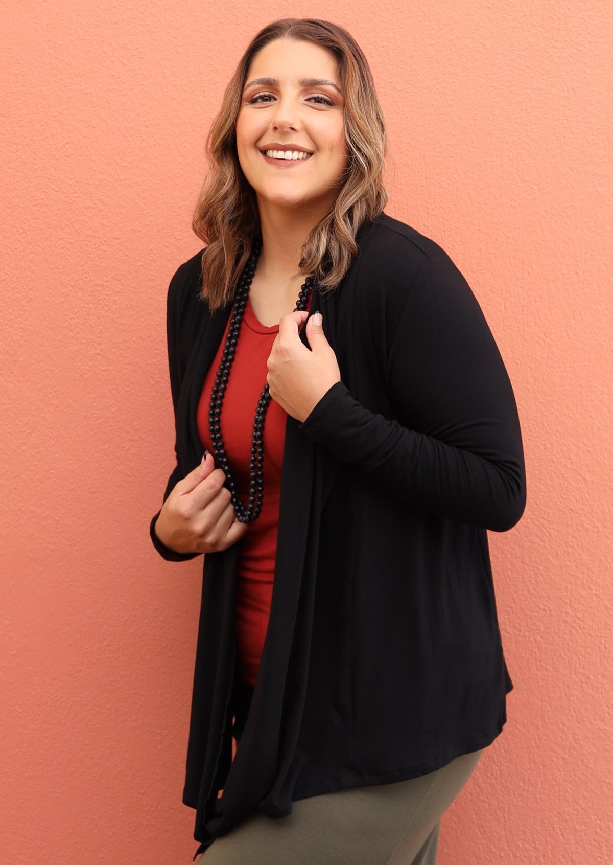 long sleeve jersey cardigan black