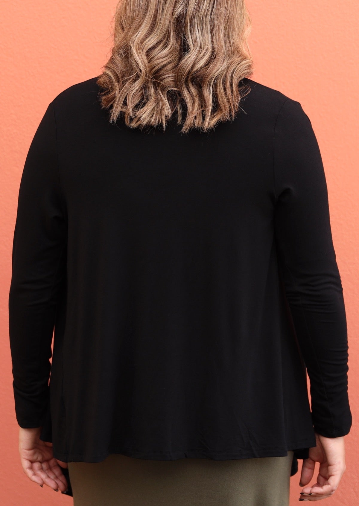 longer at front cardigan black