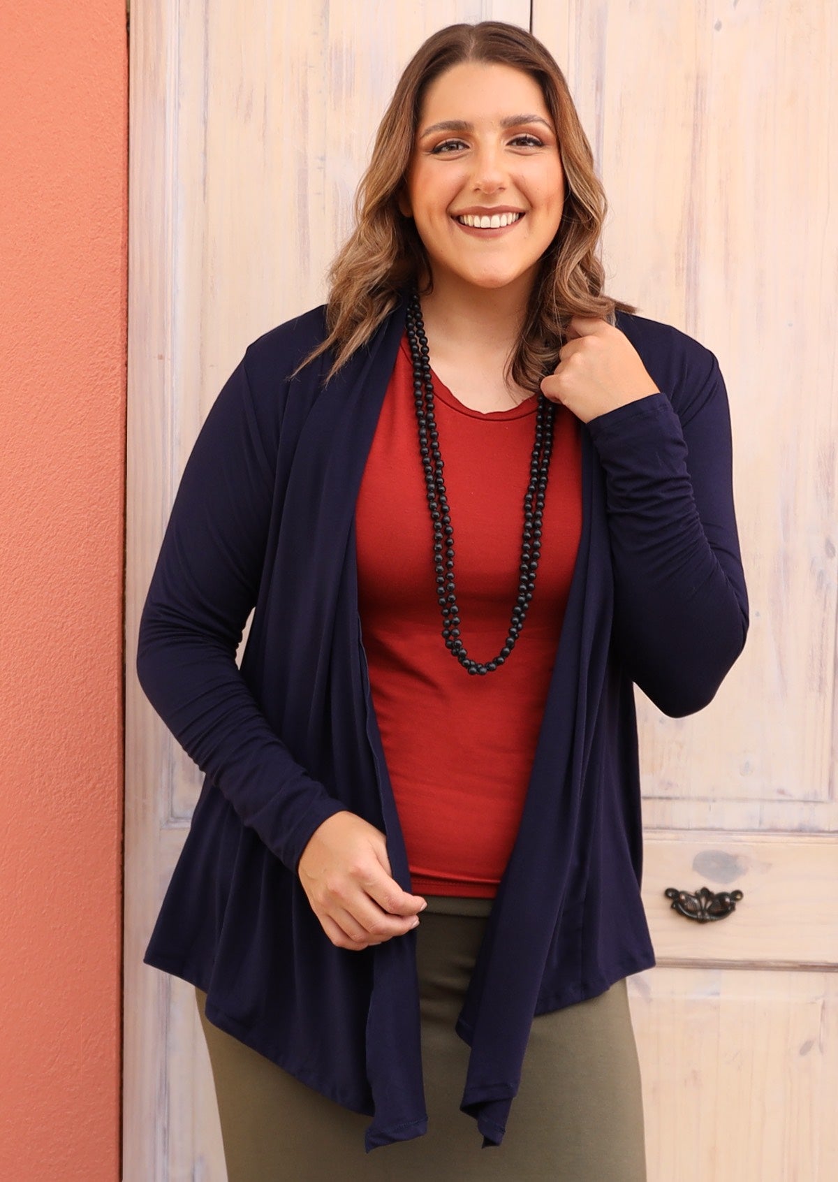 uneven hem cardigan navy