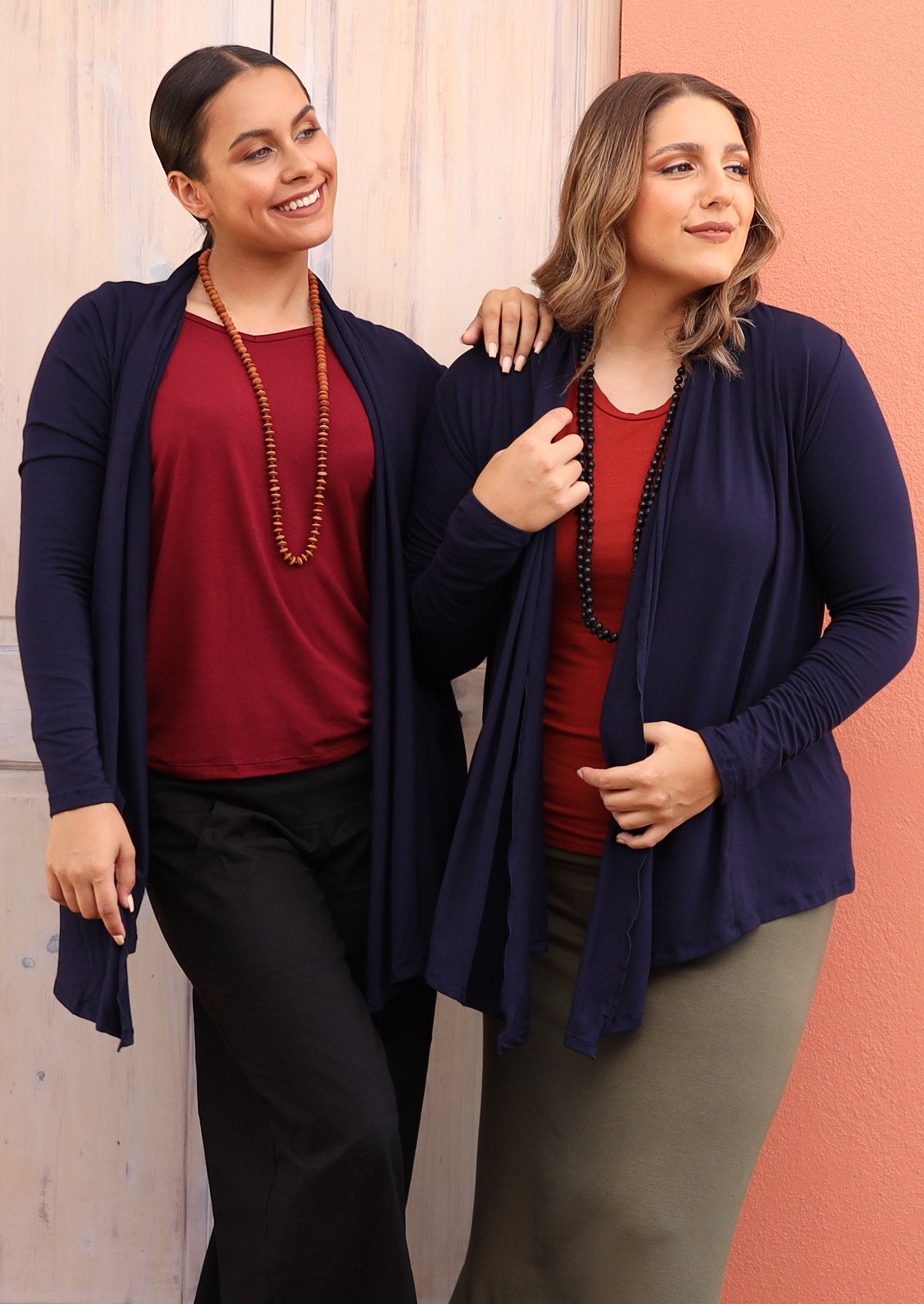 soft stretch rayon cardigan navy