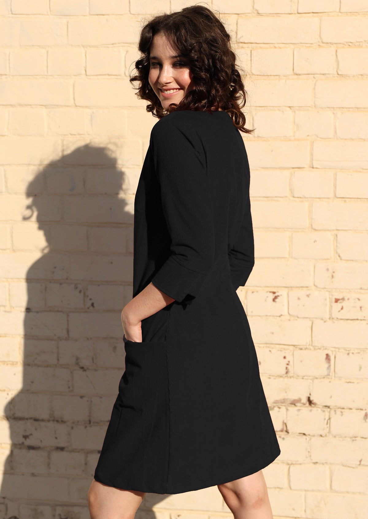 3/4 sleeve cord dress